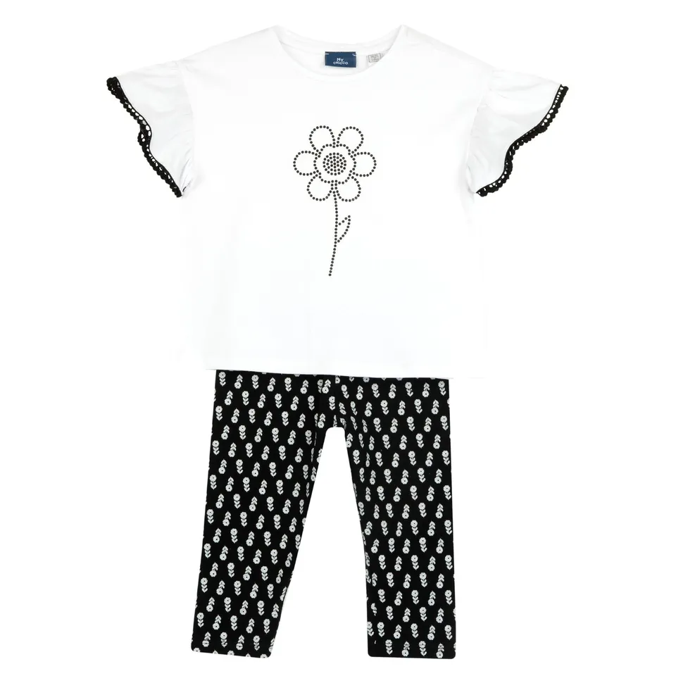 chicco-set-m-dchen-t-shirt-leggings-4-jahre-grau-bedruckt image 1