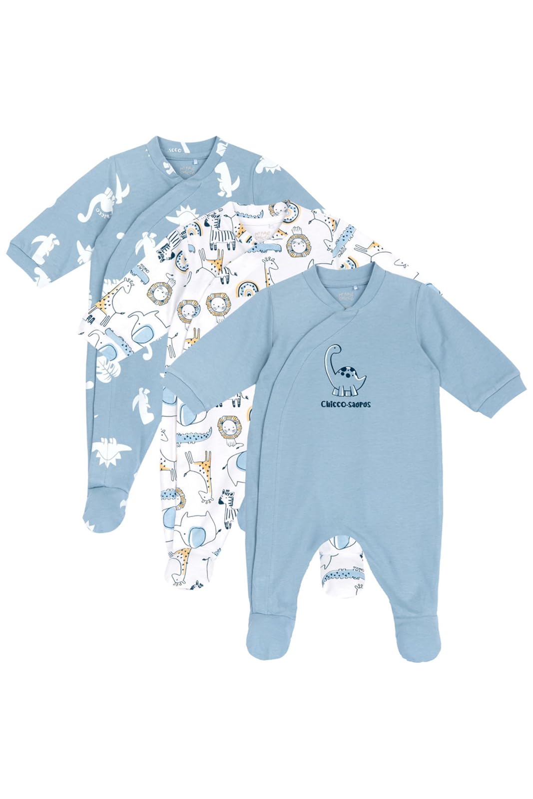 chicco-strampler-3er-set-baumwolle-blau-0-3-monate image 1