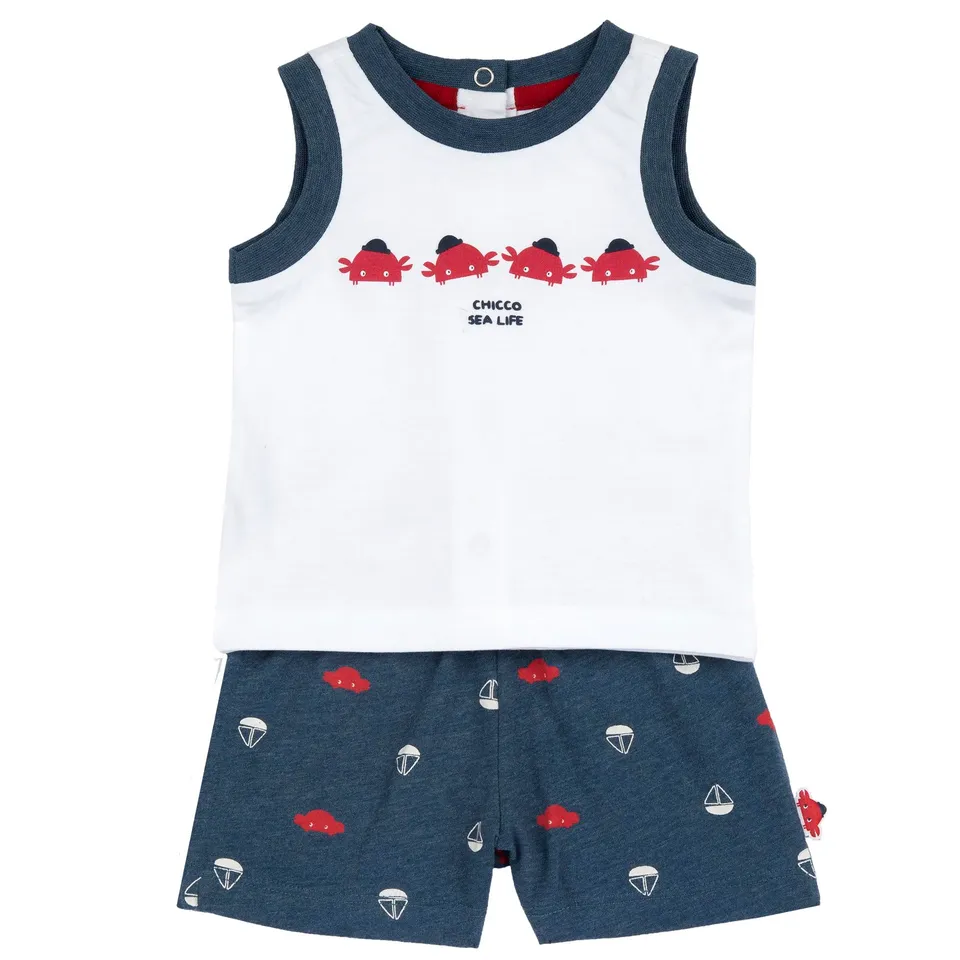 chicco-jungen-set-unterhemd-shorts-9-monate-sommer image 1