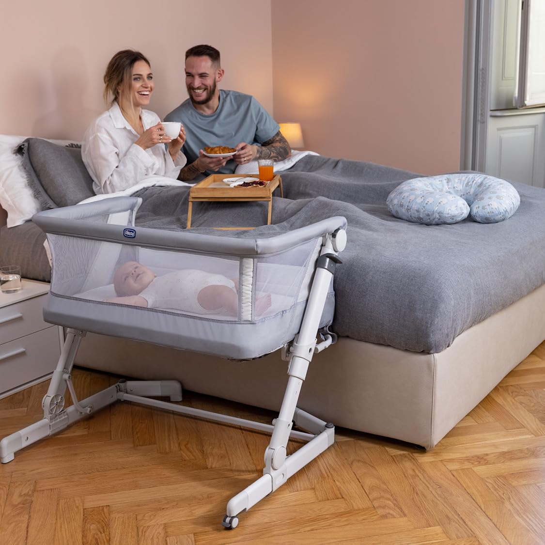 chicco-next2me-pop-up-beistellbett-grey-mist-matratze image 2