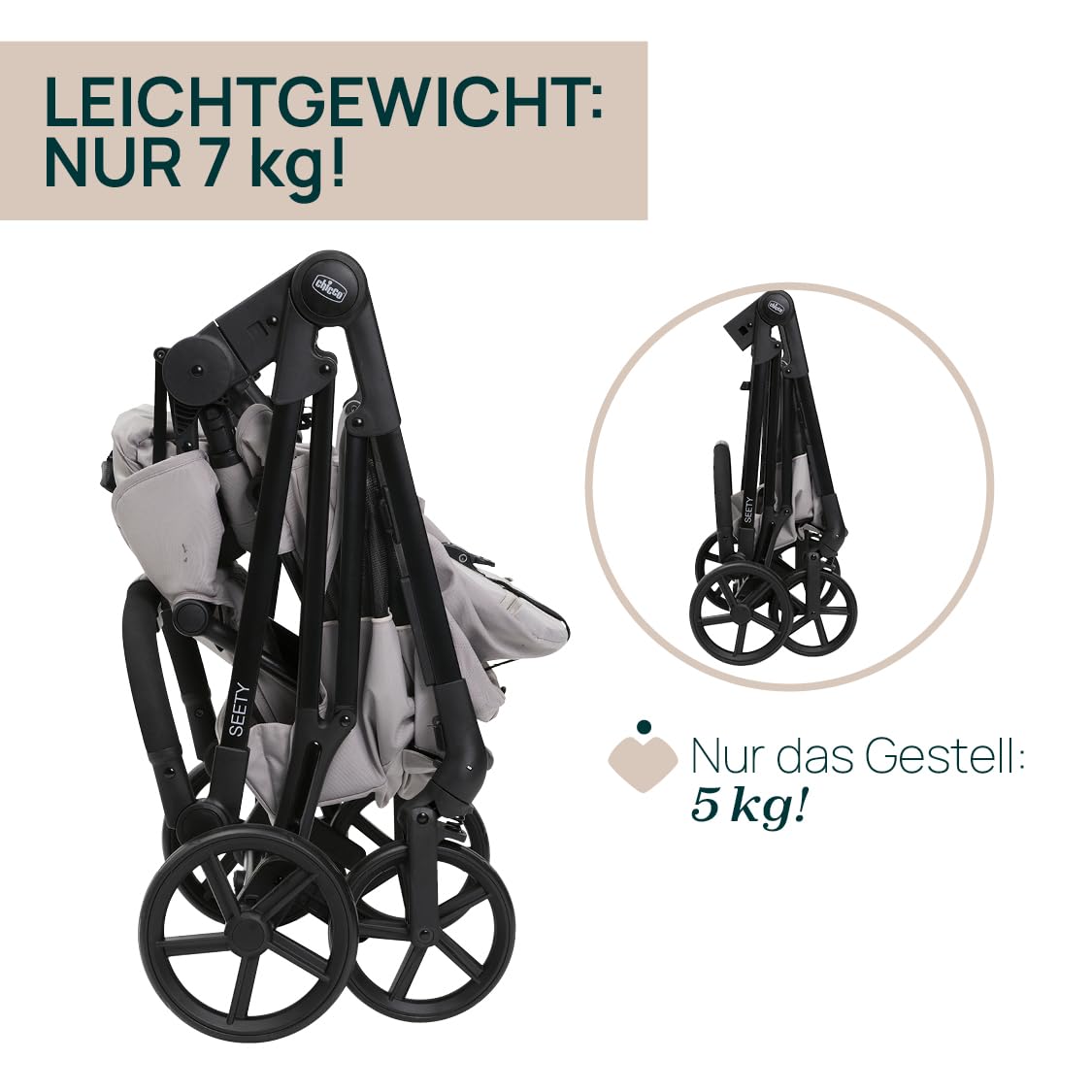 chicco-seety-kinderwagen-grau-bis-22-kg-faltbar-7-kg-leicht image 3