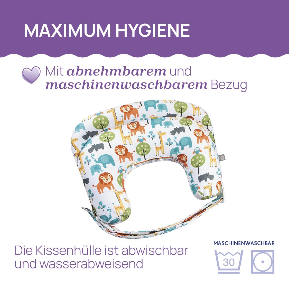 chicco-boppy-deluxe-stillkissen-peaceful-jungle-waschbar image 7