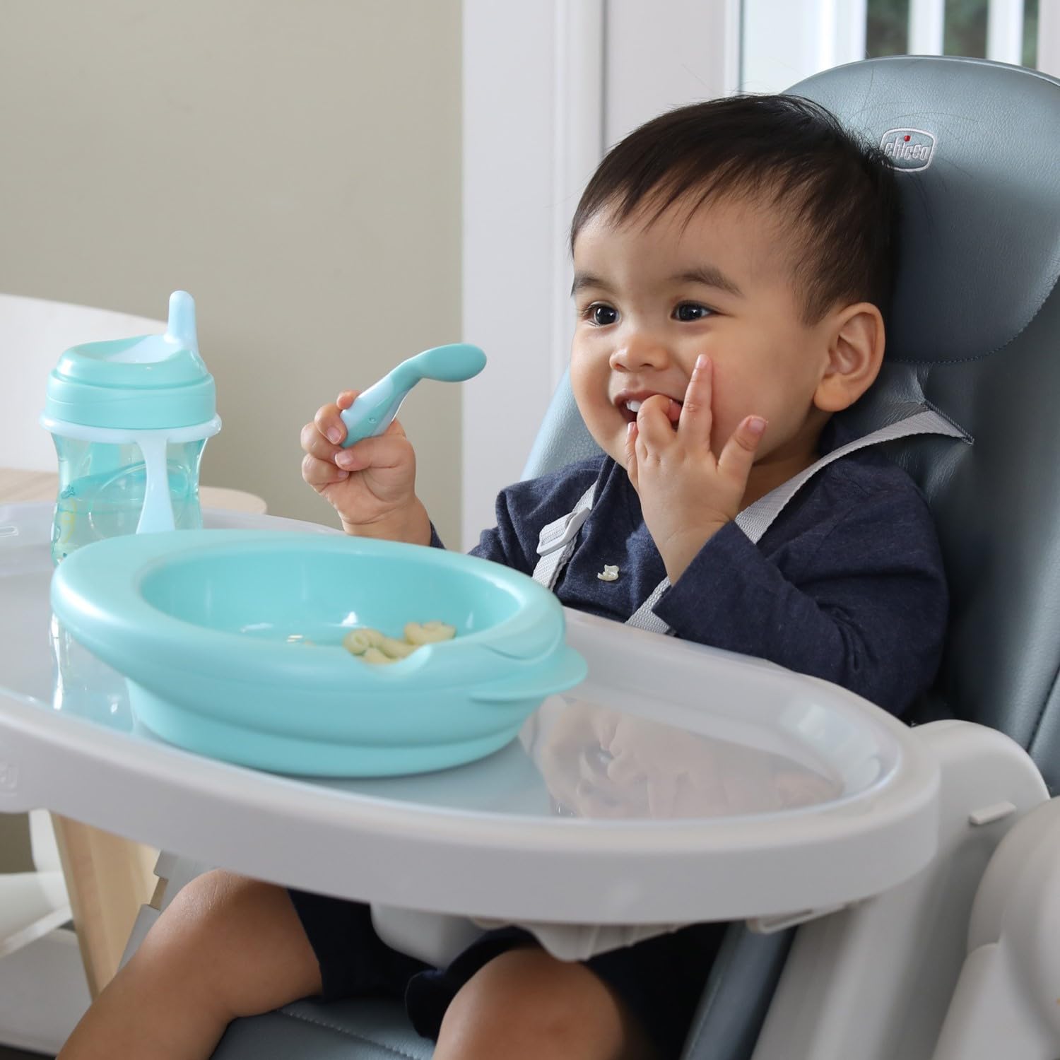 chicco-babynahrung-set-teller-tasse-l-ffel-6-monate-hellblau image 2