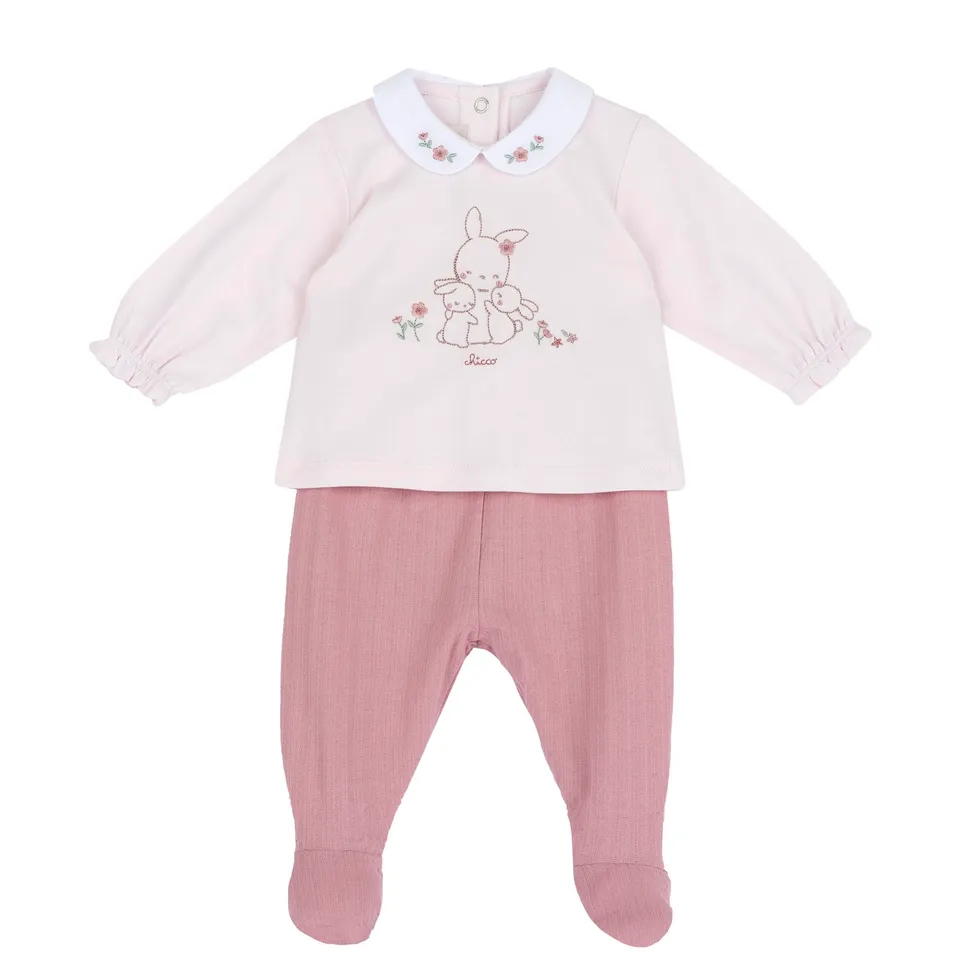 chicco-baby-set-t-shirt-leggings-6-monate-baumwolle-wei image 1