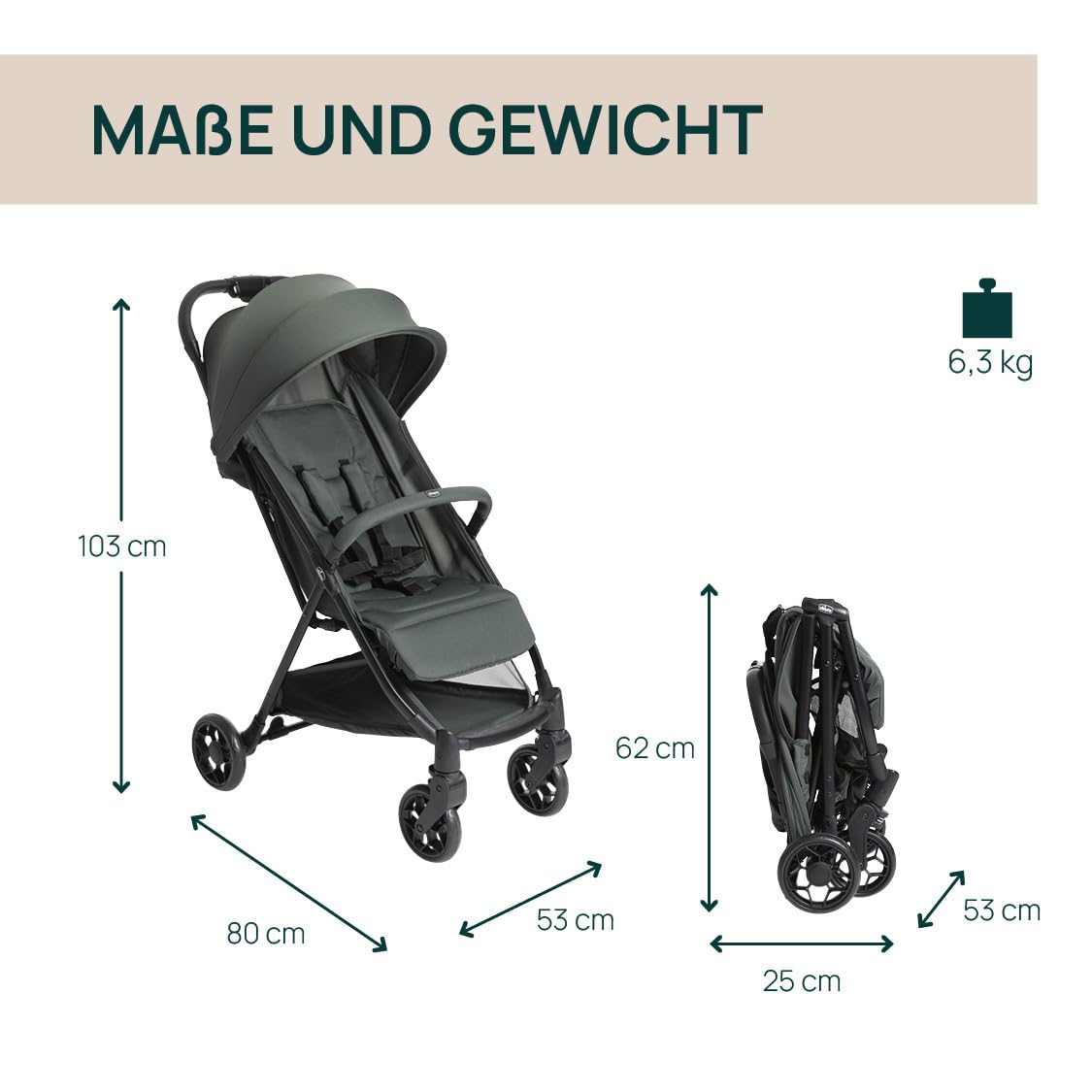 chicco-urbino-buggy-ab-geburt-bis-25-kg-gr-n-faltbar image 2