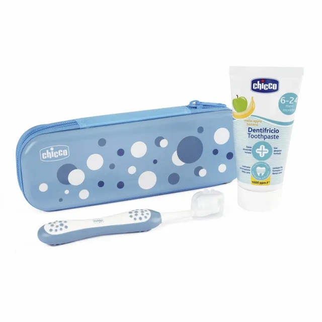 chicco-zahnbuerste-zahnpasta-set-apfel-banane-6-36-monate-blau image 1