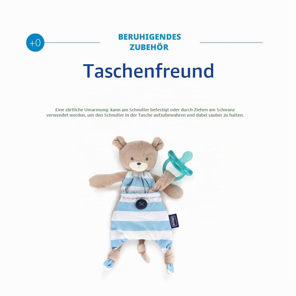chicco-pocket-friend-schnullerhalter-b-r-blau-kuscheltier image 2