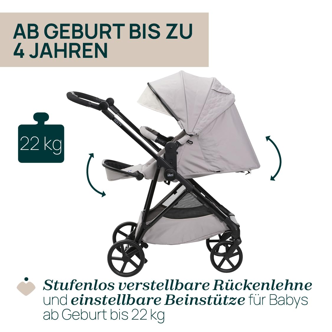 chicco-seety-kinderwagen-grau-bis-22-kg-faltbar-7-kg-leicht image 5