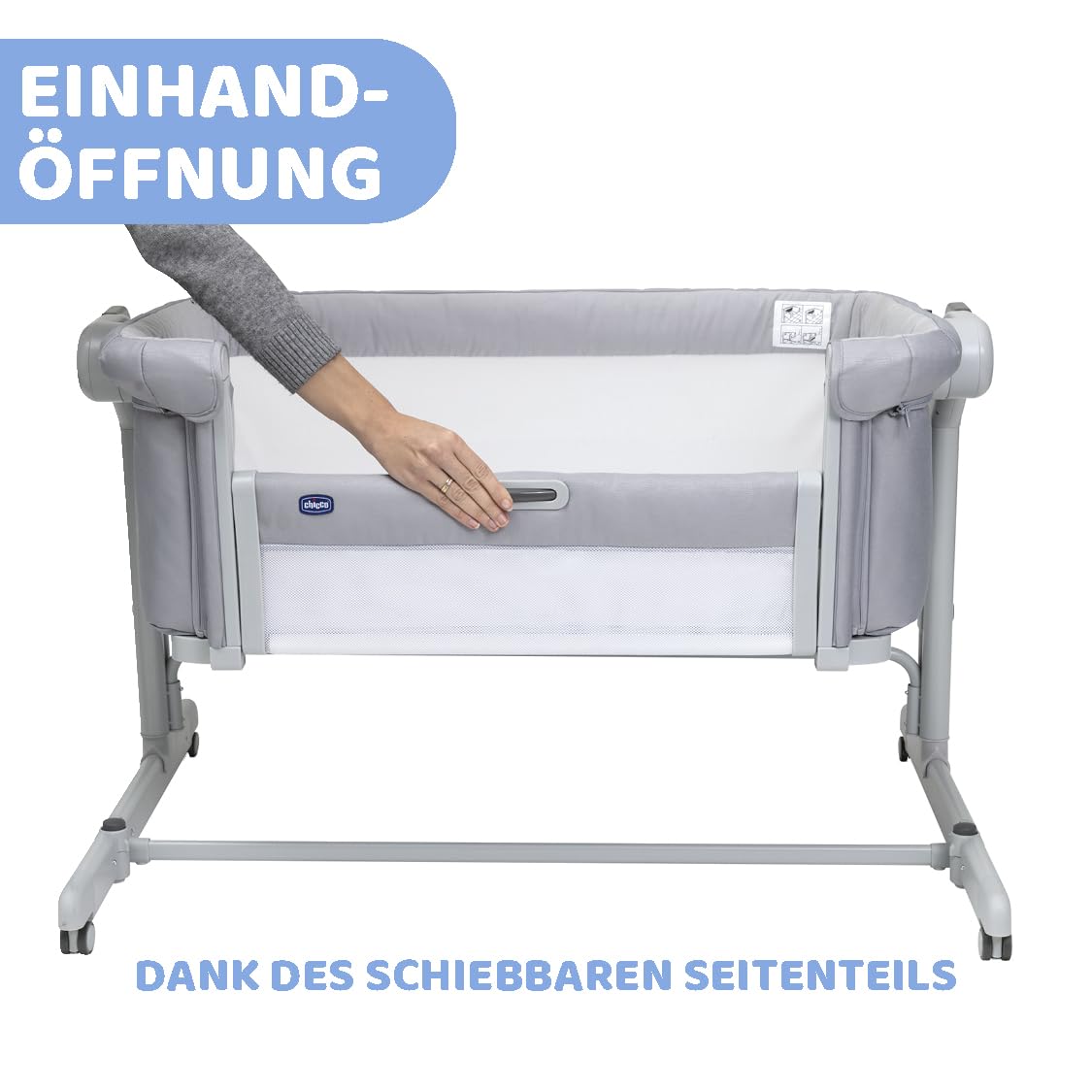 chicco-next2me-magic-evo-beistellbett-hellgrau-mit-matratze image 2