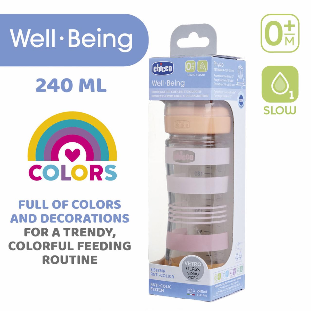 chicco-well-being-babyfl-schchen-glas-240-ml-gelb-0m-silikon image 5