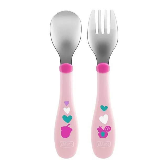 chicco-edelstahl-besteck-set-rosa-18m-gabel-l-ffel image 1