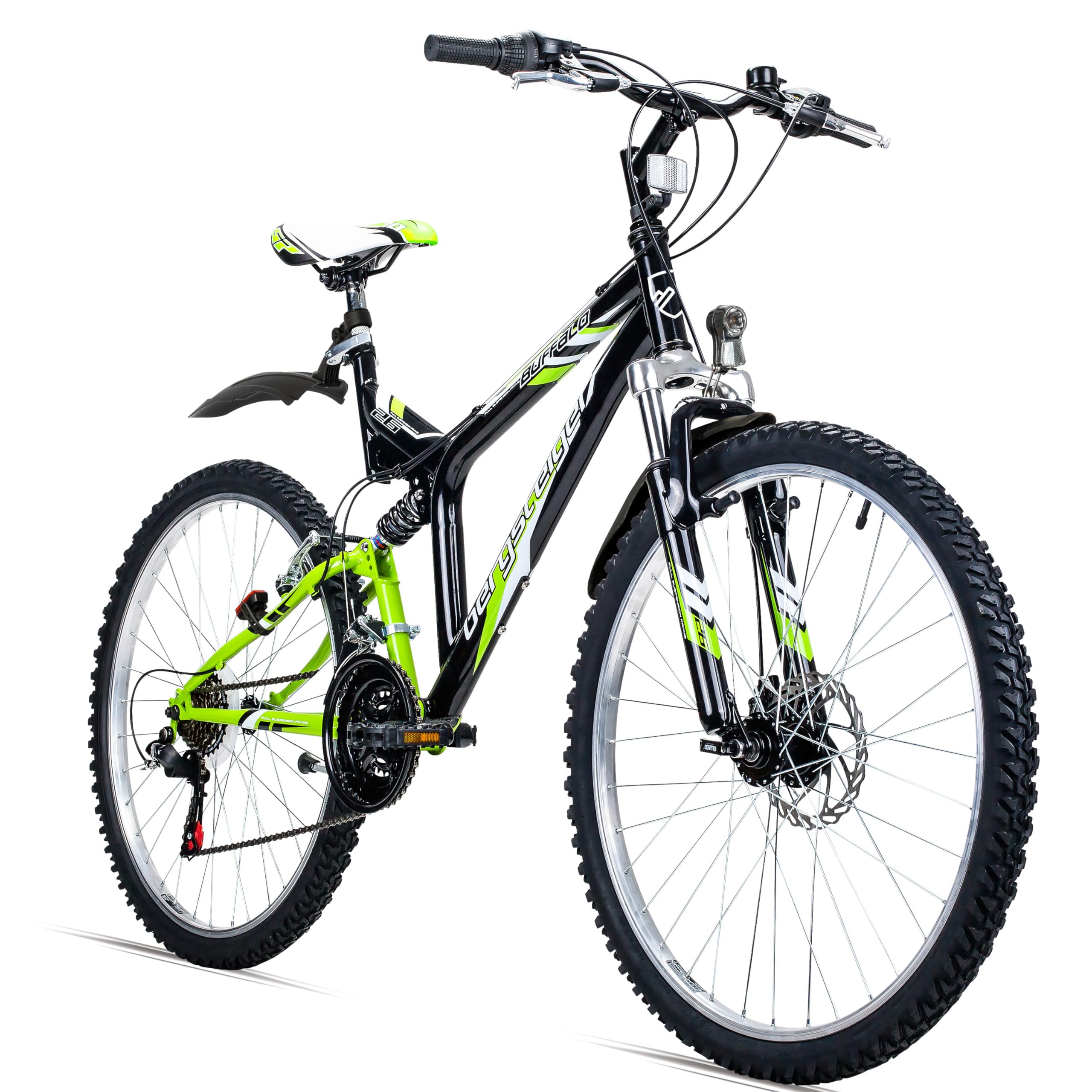 bergsteiger-buffalo-fully-mountainbike-26-zoll-black-green-18-gang image 1