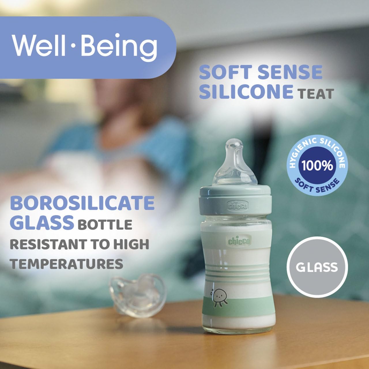 chicco-well-being-glas-babyflasche-150-ml-gr-n-silikon-anti-kolik image 8