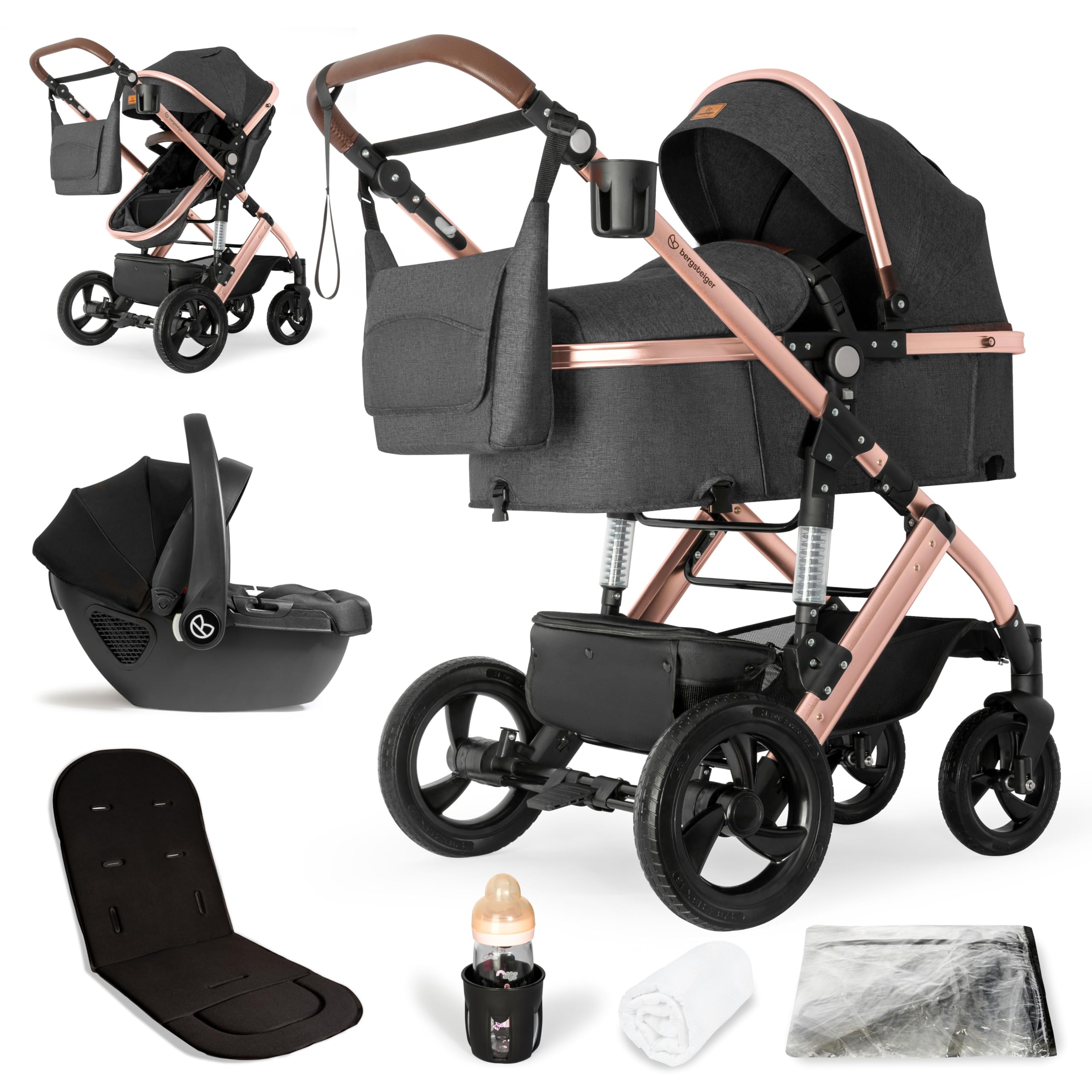 bergsteiger-nizza-kombikinderwagen-3-in-1-schwarz-10-tlg image 1