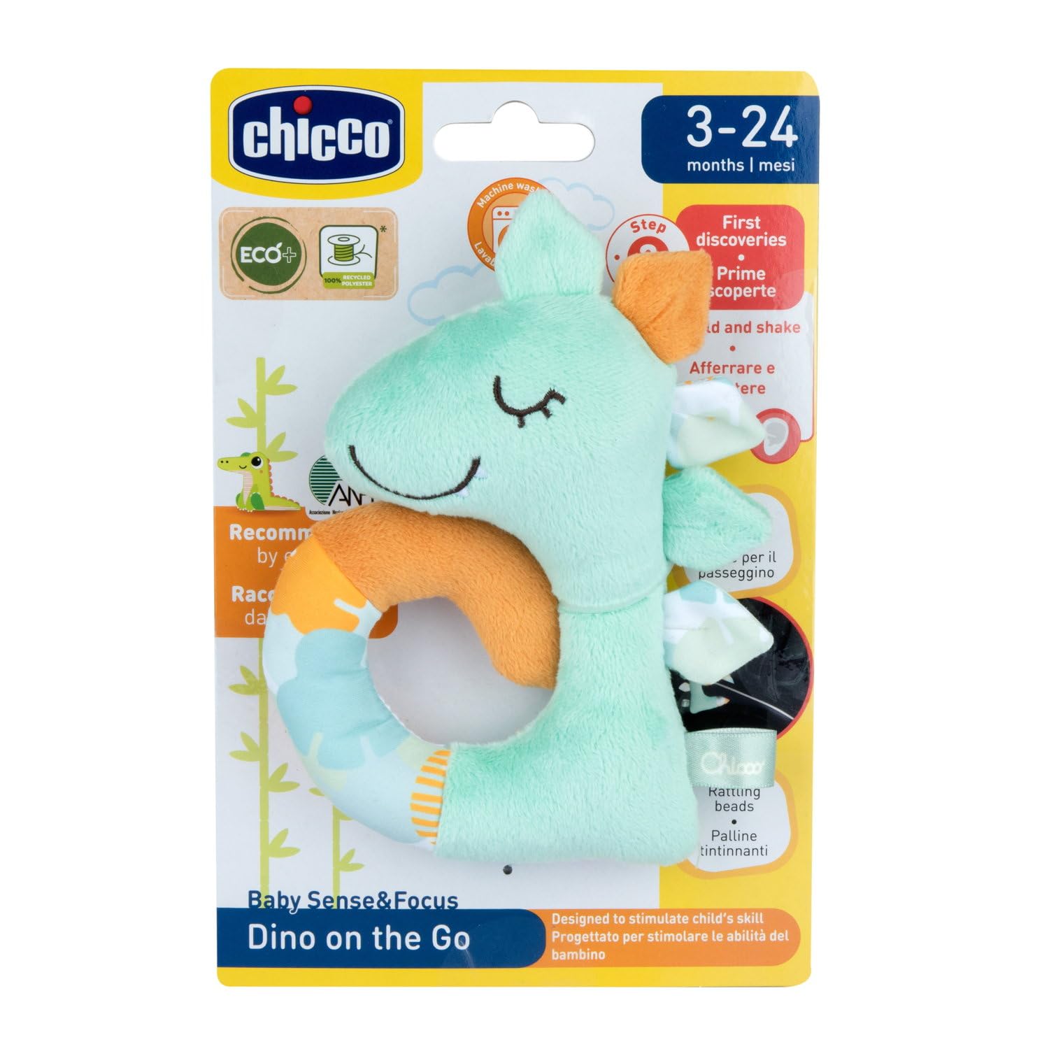 chicco-soft-rassel-dinosaurier-babyrassel-recycelt-3-24-monate image 1