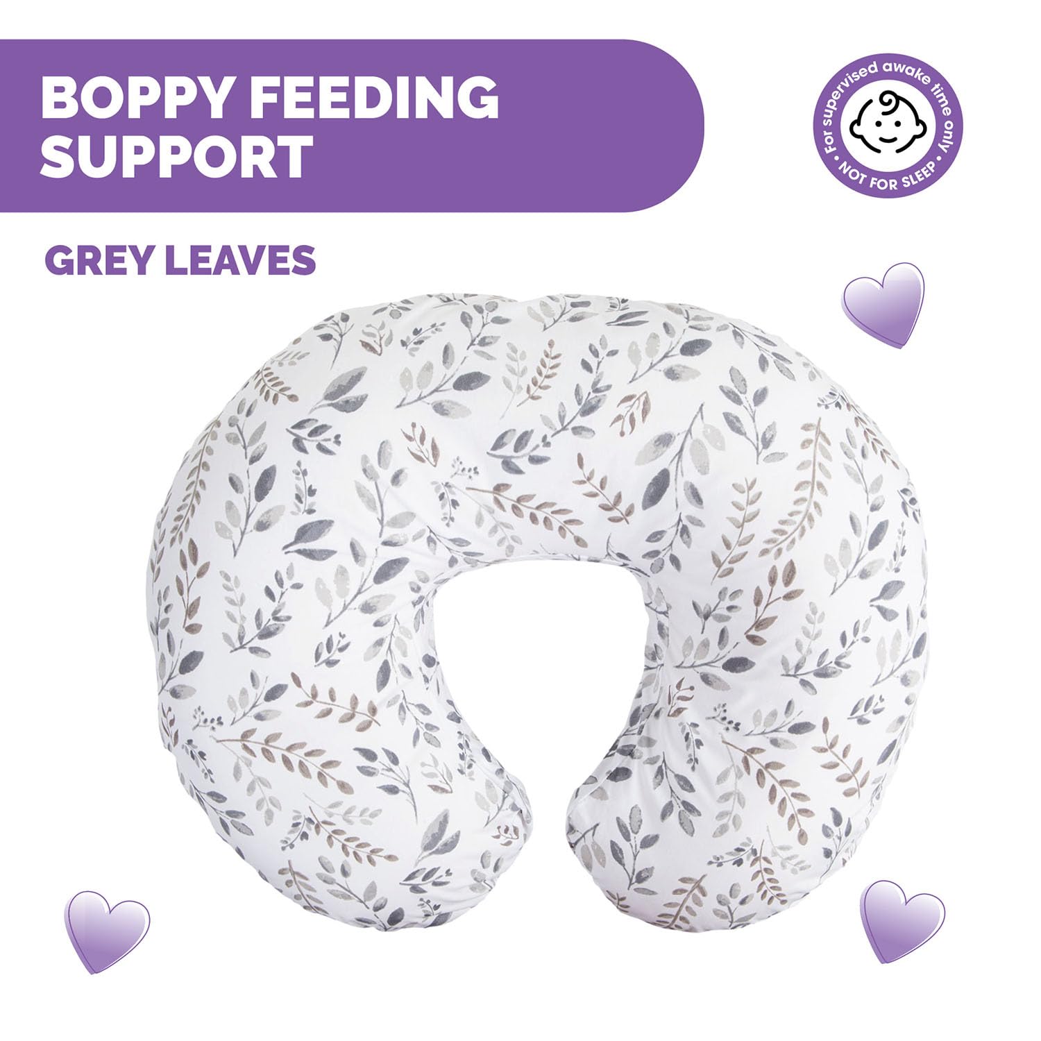 chicco-boppy-stillkissen-grey-leaves-maschinenwaschbar image 2