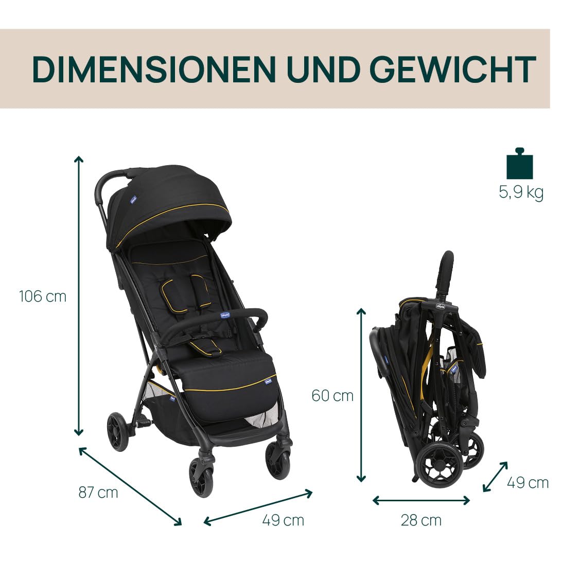 chicco-glee-kinderwagen-schwarz-kompakt-0-22-kg-uv-50 image 5