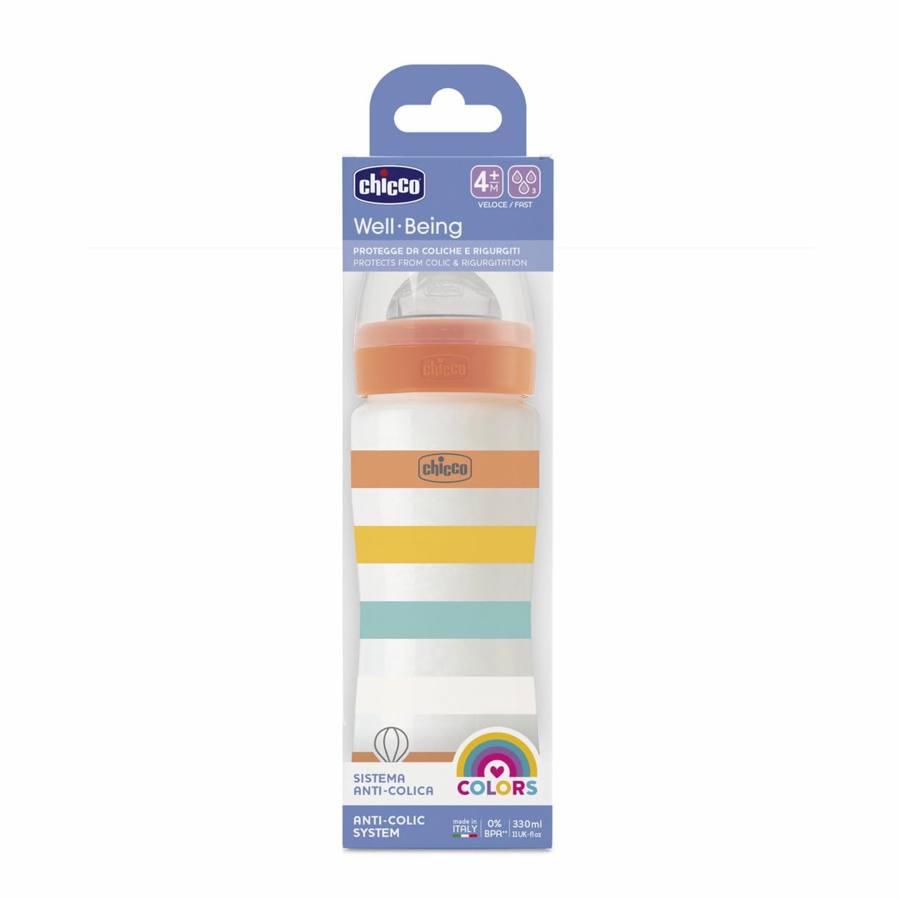 chicco-well-being-babyflasche-330-ml-orange-schneller-fluss image 2