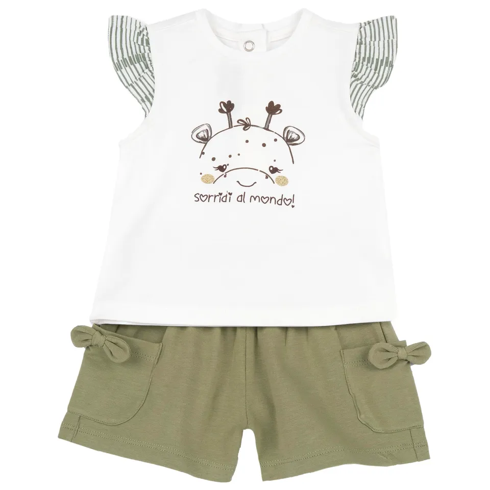 chicco-m-dchen-set-t-shirt-shorts-12-monate-sommer-set image 1