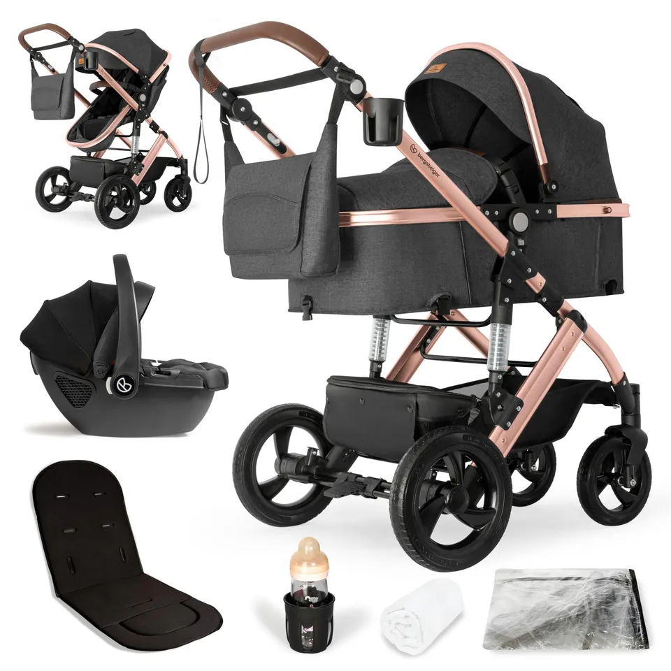 bergsteiger-nizza-kombikinderwagen-3-in-1-schwarz-10-tlg image 1