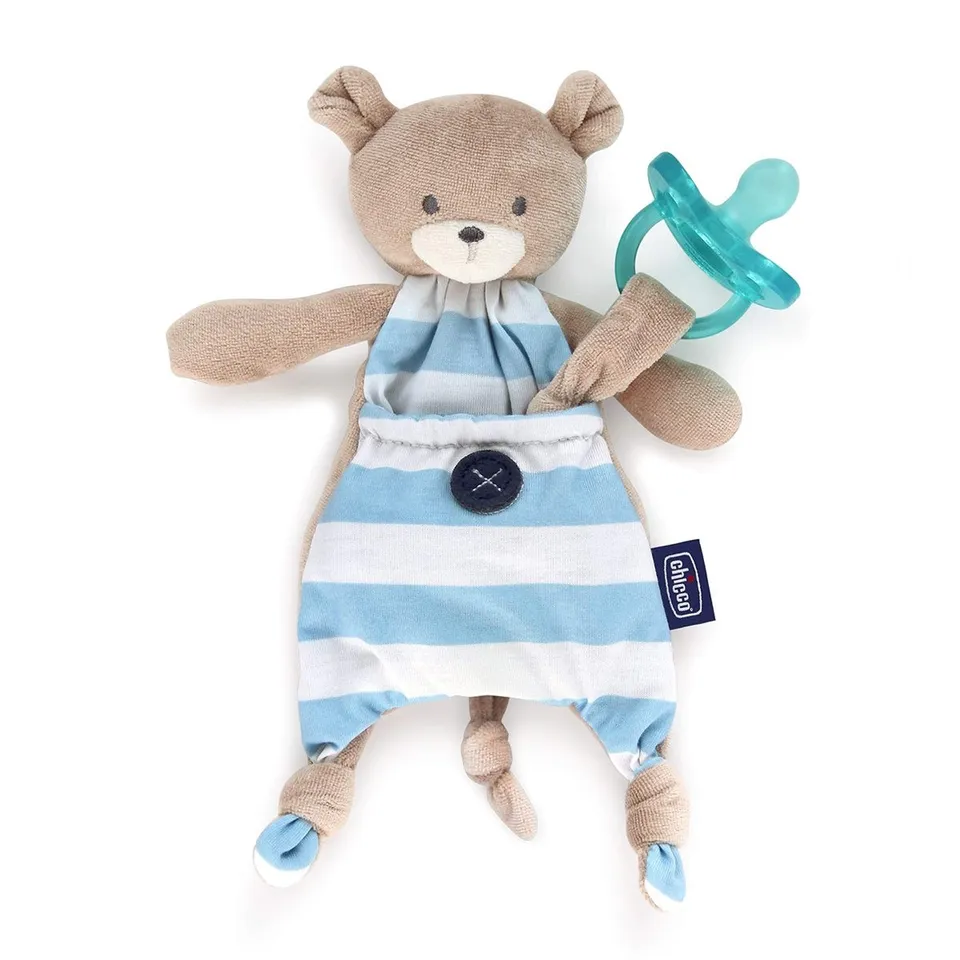 chicco-pocket-friend-schnullerhalter-b-r-blau-kuscheltier image 1