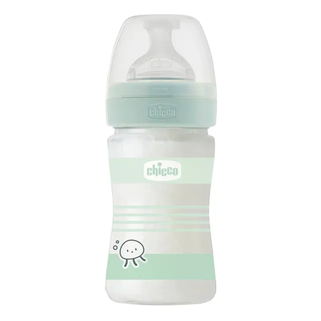 chicco-well-being-glas-babyflasche-150-ml-gr-n-silikon-anti-kolik image 1