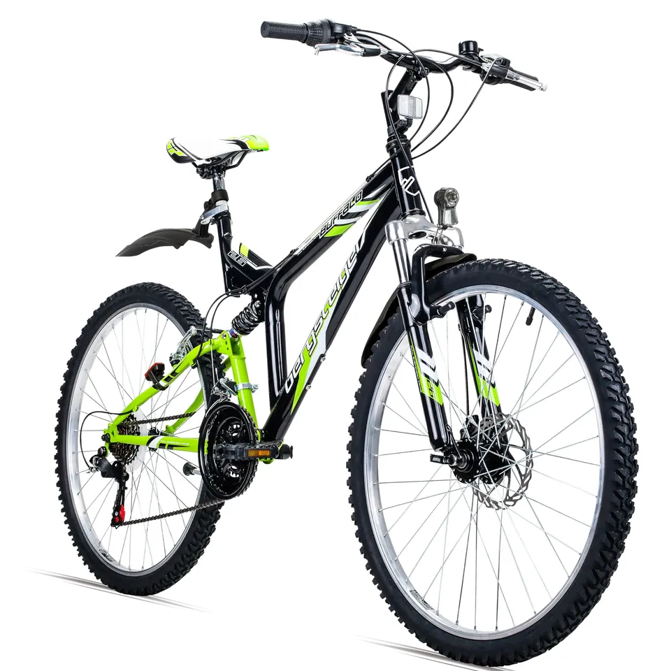 bergsteiger-buffalo-fully-mountainbike-26-zoll-black-green-18-gang image 1