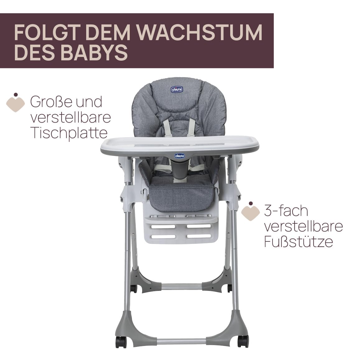 chicco-polly-easy-hochstuhl-grey-melange-verstellbar-bis-15-kg image 5