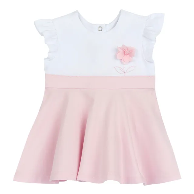 chicco-m-dchen-kleid-kurzarm-baumwolle-rosa-9-monate-festkleid image 1