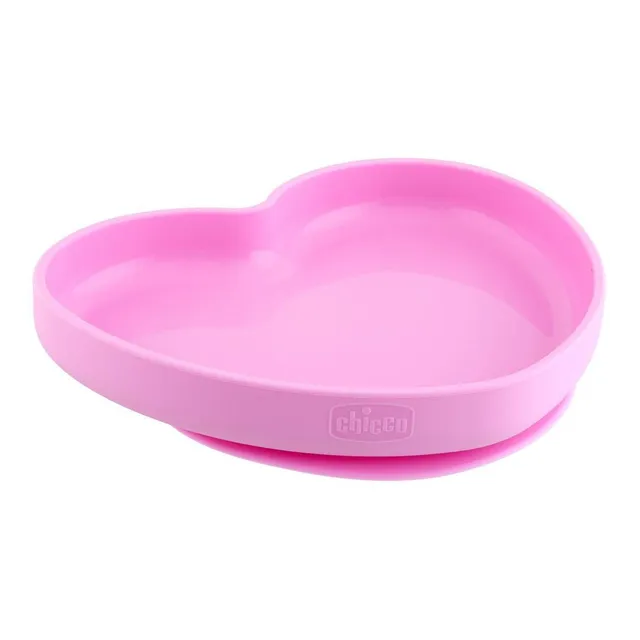 chicco-herz-teller-silikon-rosa-mit-saugnapf-ab-12-monate image 1