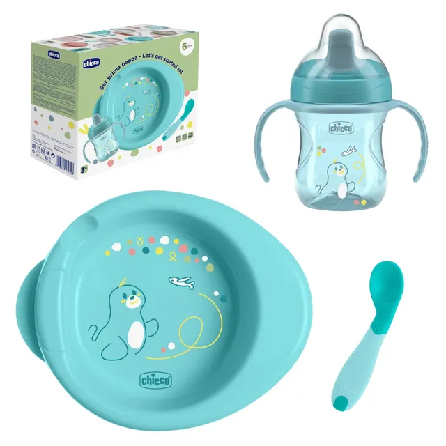 chicco-babynahrung-set-teller-tasse-l-ffel-6-monate-hellblau image 1