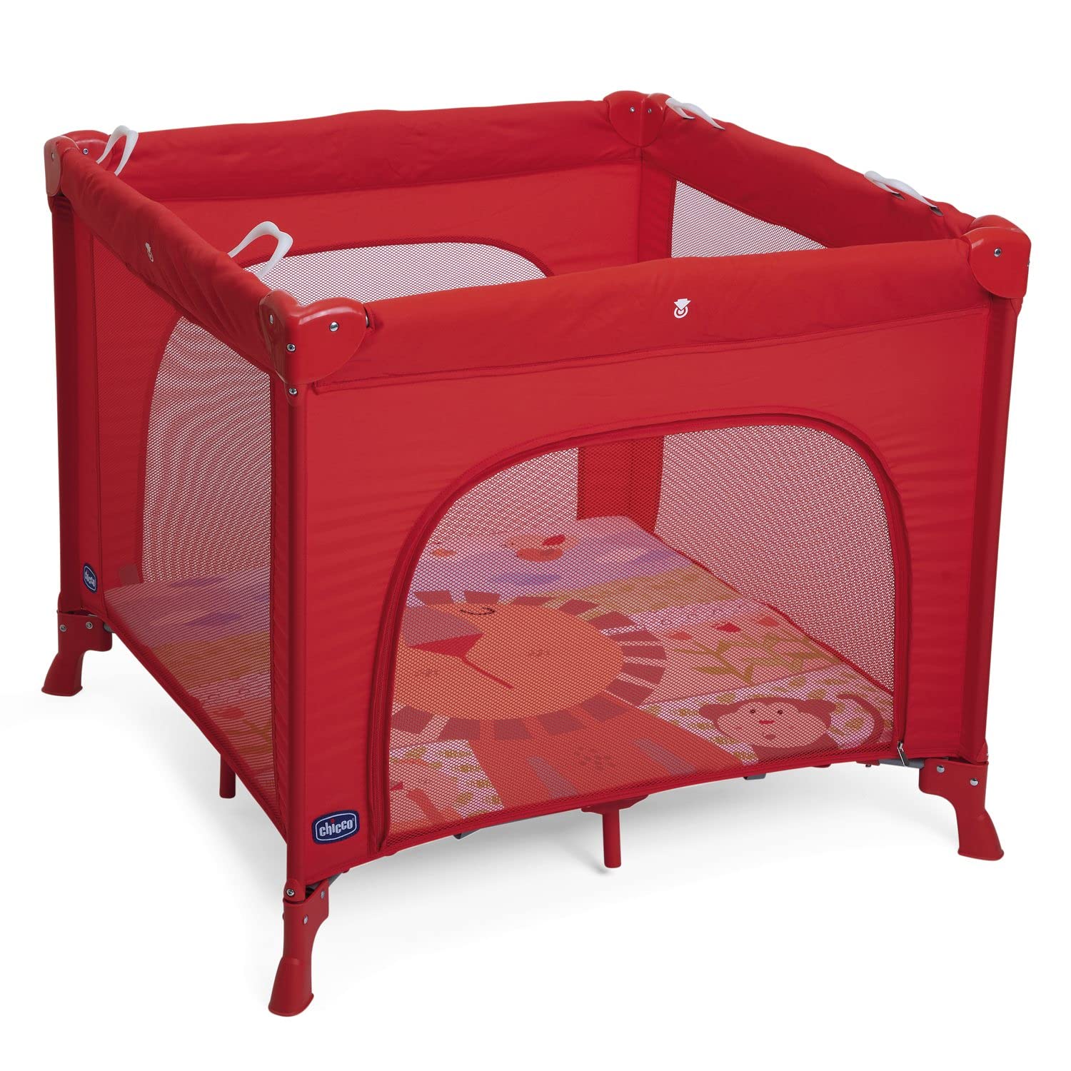 chicco-open-laufstall-rot-faltbar-mit-matte-reisebett image 1