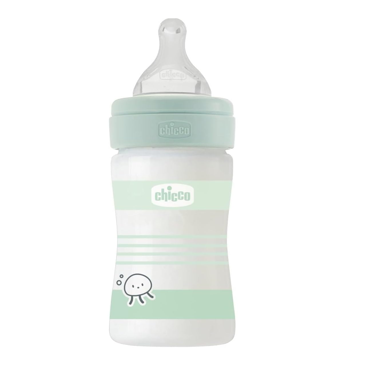 chicco-well-being-glas-babyflasche-150-ml-gr-n-silikon-anti-kolik image 2