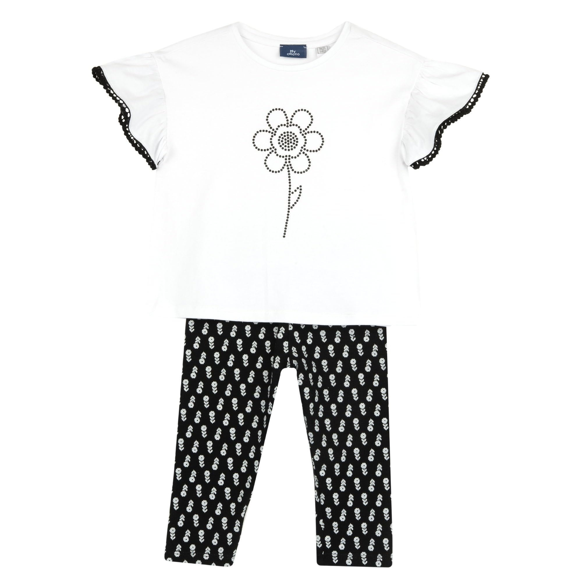 chicco-set-m-dchen-t-shirt-leggings-4-jahre-grau-bedruckt image 1