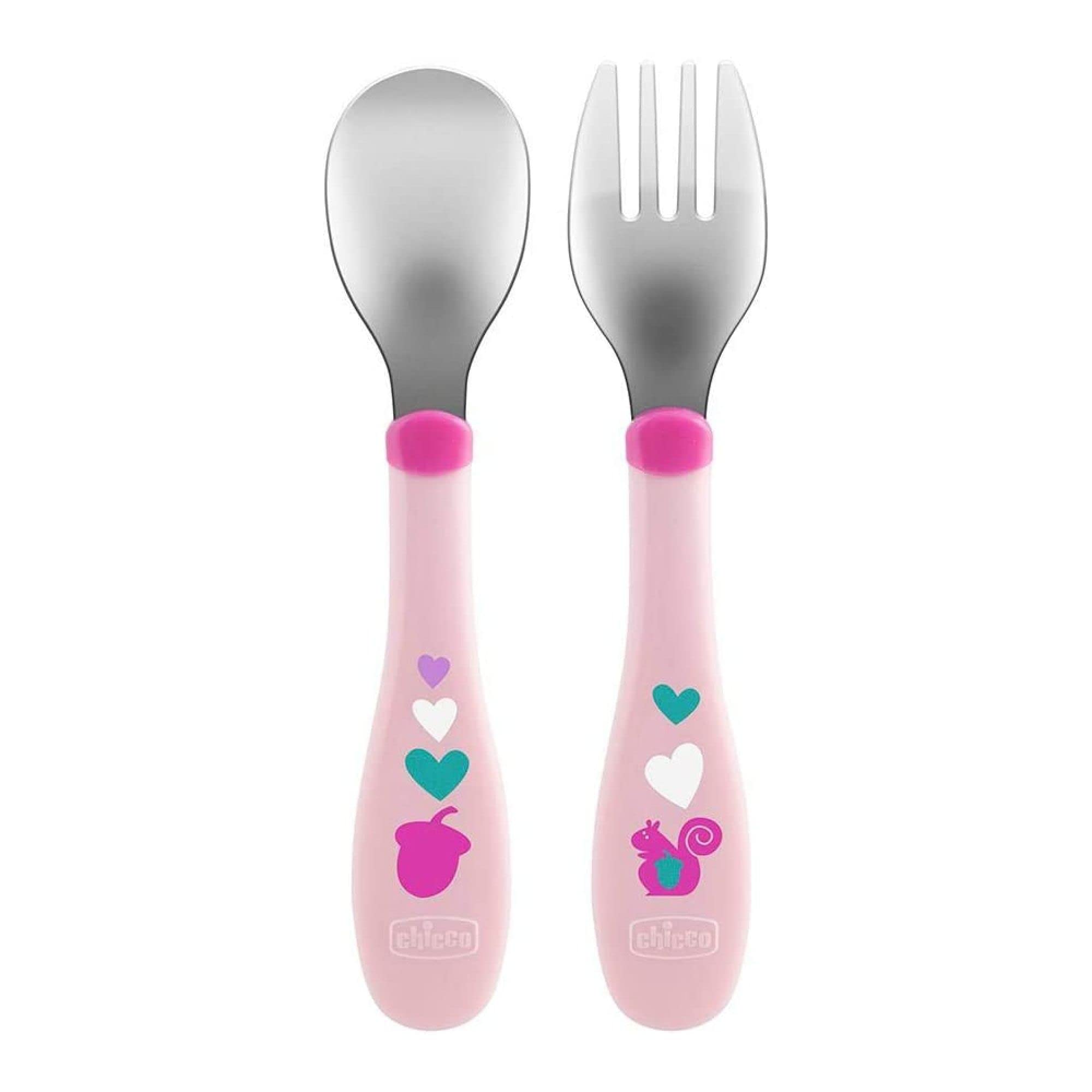 chicco-edelstahl-besteck-set-rosa-18m-gabel-l-ffel image 1