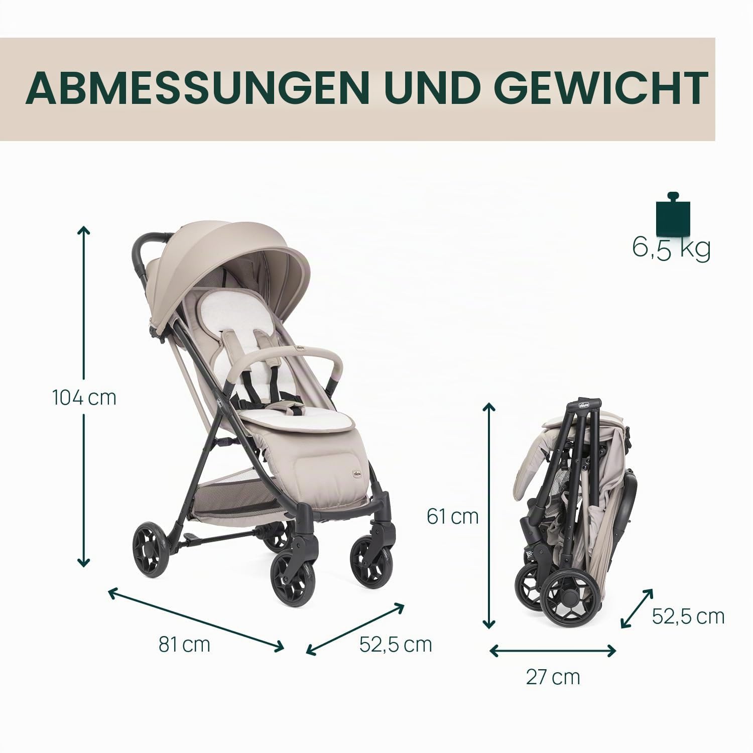 chicco-taormina-buggy-bio-baumwolle-beige-bis-22-kg-faltbar image 2