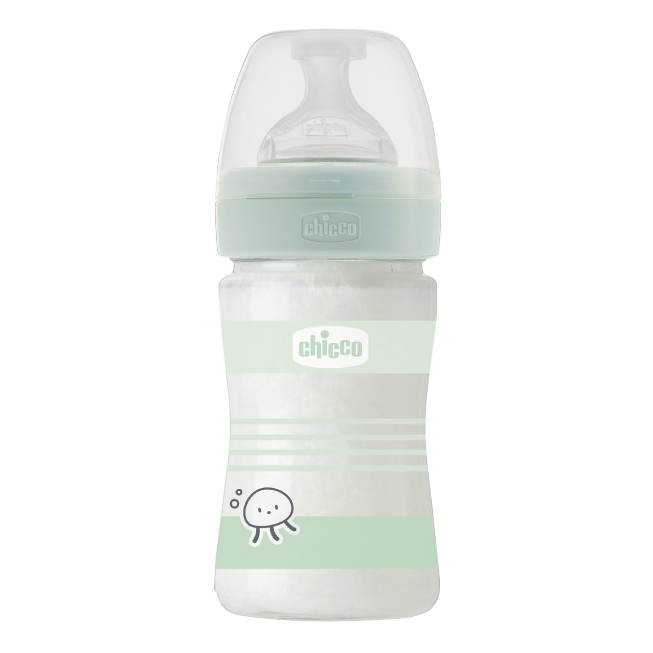 chicco-well-being-glas-babyflasche-150-ml-gr-n-silikon-anti-kolik image 1
