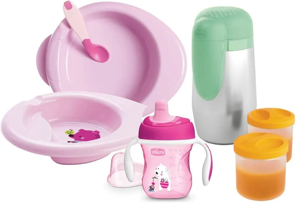 chicco-easy-meal-baby-geschirrset-rosa-mit-thermobehaelter image 1